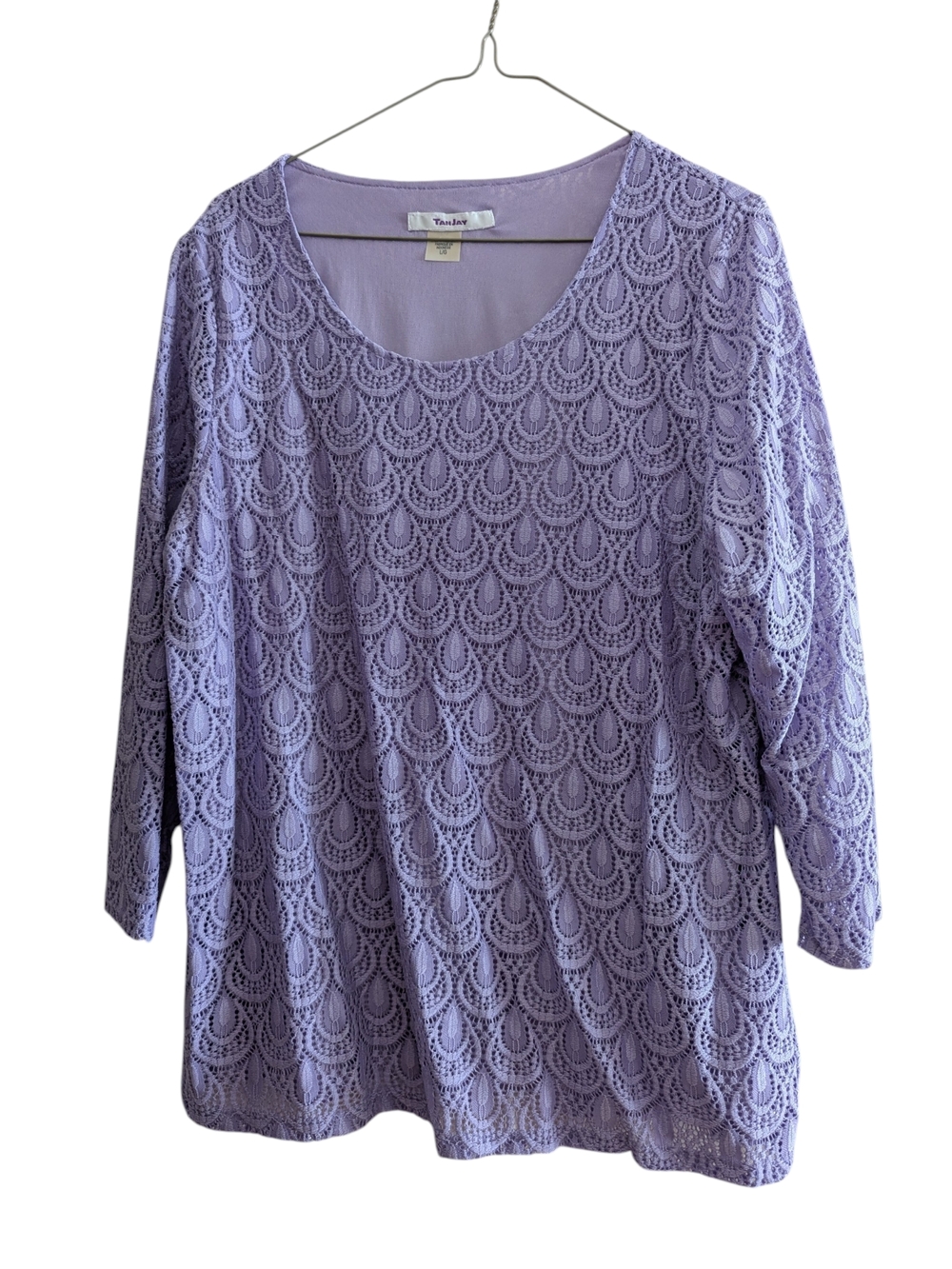 Tanjay Lilac Lined Lace Long Sleeve Top Size L